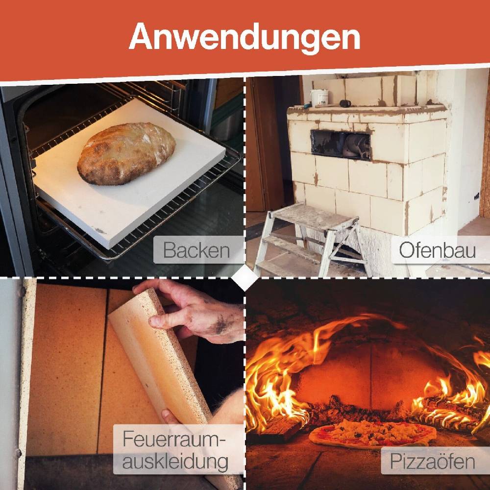Feuerfest123 Schamottsteine Schamottplatten Schamotteplatte | Für Kamin, Ofen [Feuerfest 123] Begrenztes Angebot