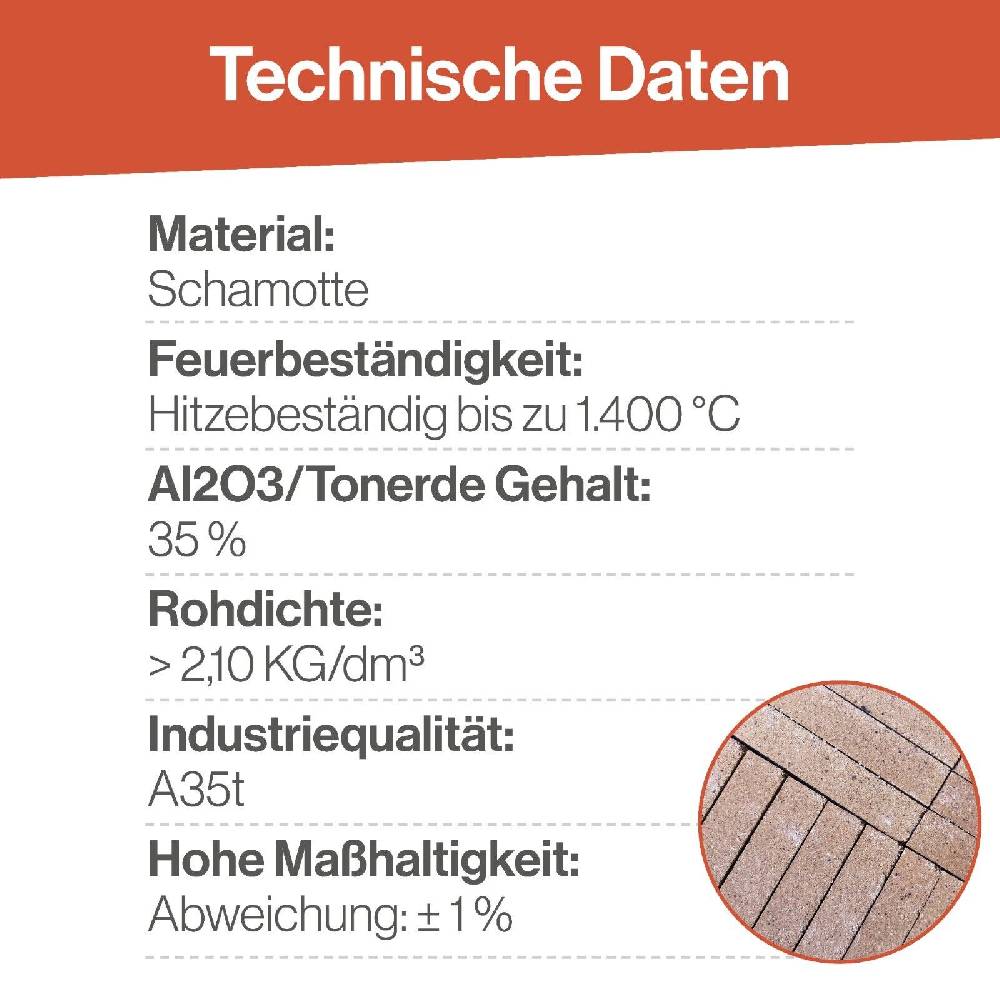 Feuerfest123 Schamottsteine Schamottplatten Schamotteplatte | Für Kamin, Ofen [Feuerfest 123] Begrenztes Angebot