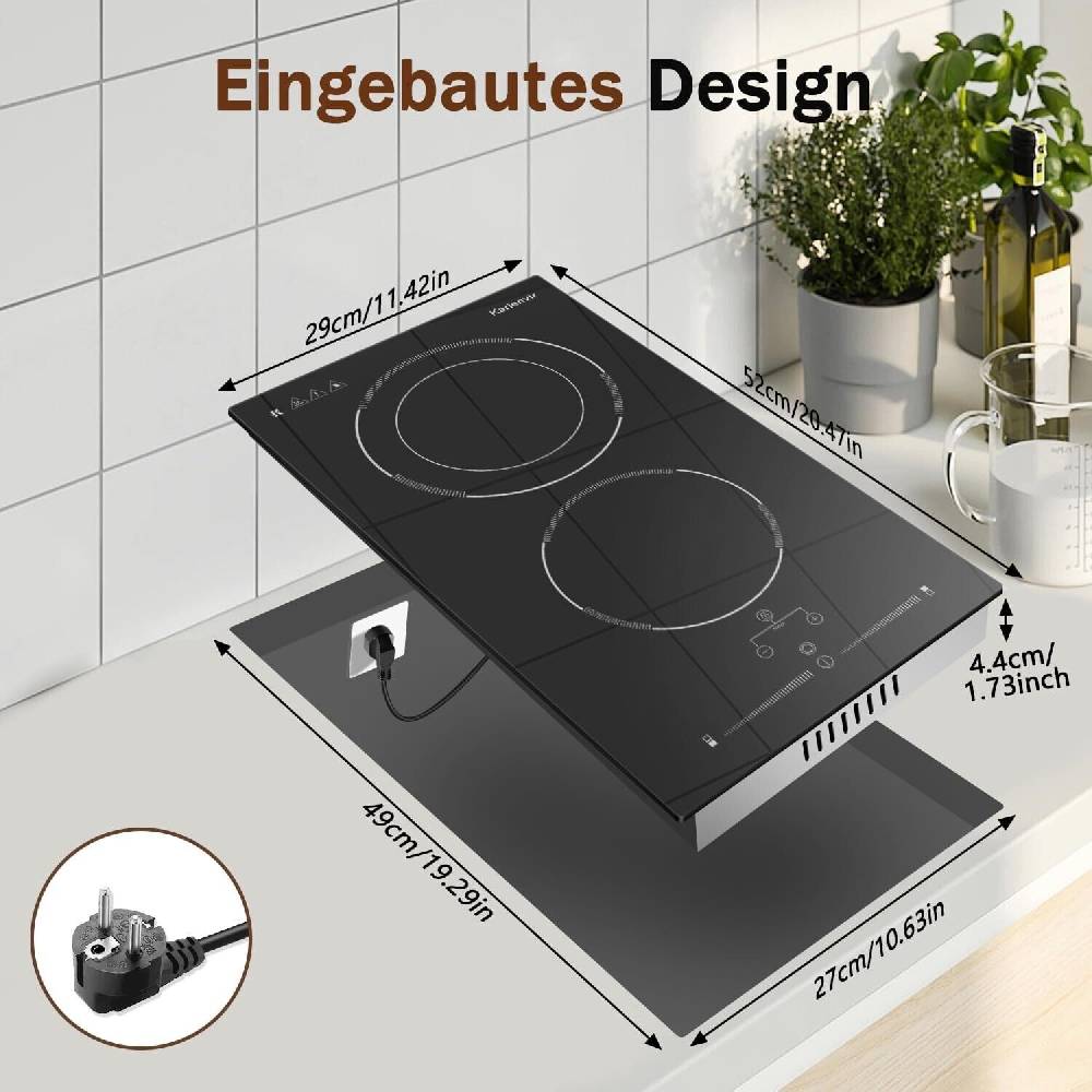 Pertrion Shop Kochfeld Doppel Einbau & Arbeitsplatte Kochplatte 3200 Watt Glas 2 Kochzonen Online Shopping
