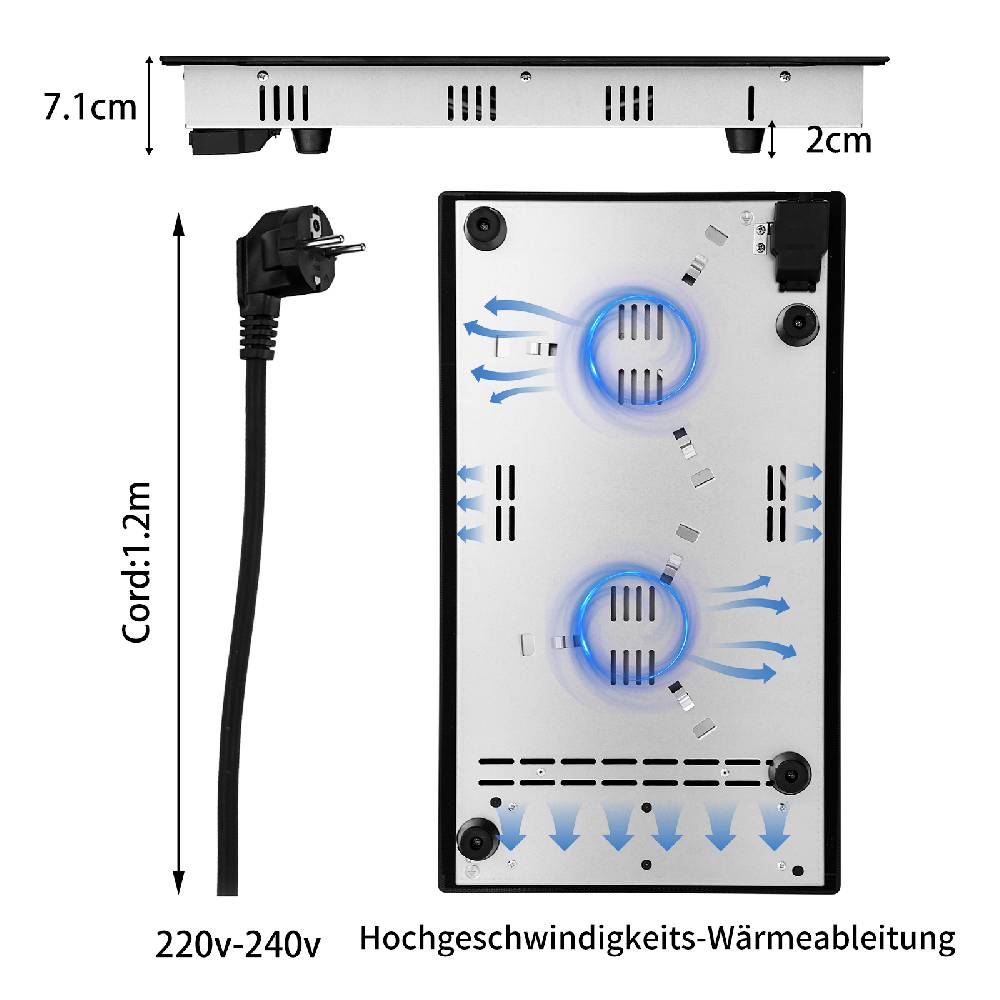 qianmia01 30cm Glaskeramik Kochfeld 2 Platten Rahmenlos Timer TouchControl Einbau 3000W DE Räumungsverkauf