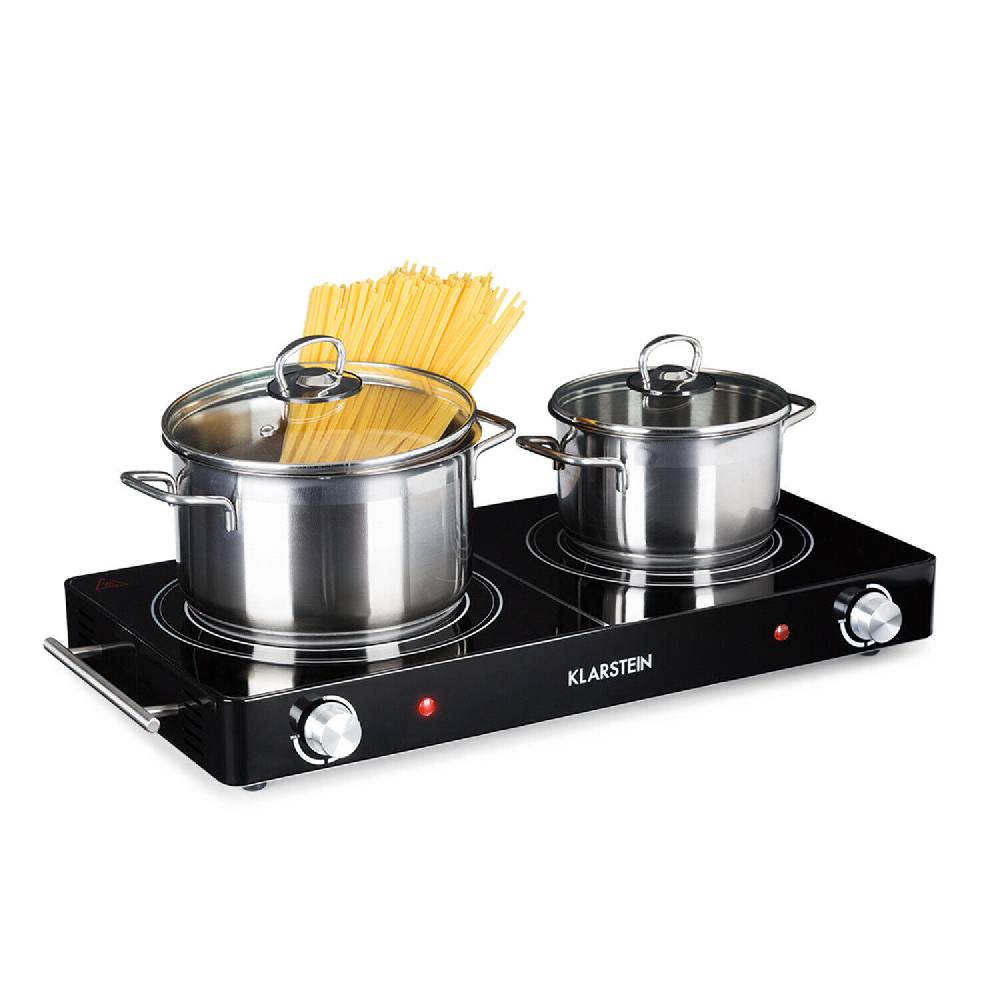 klarstein.deutschland Doppel Halogen Kochfeld 2 Platten 3000 W Glaskeramik portabel Herdplatte Schwarz