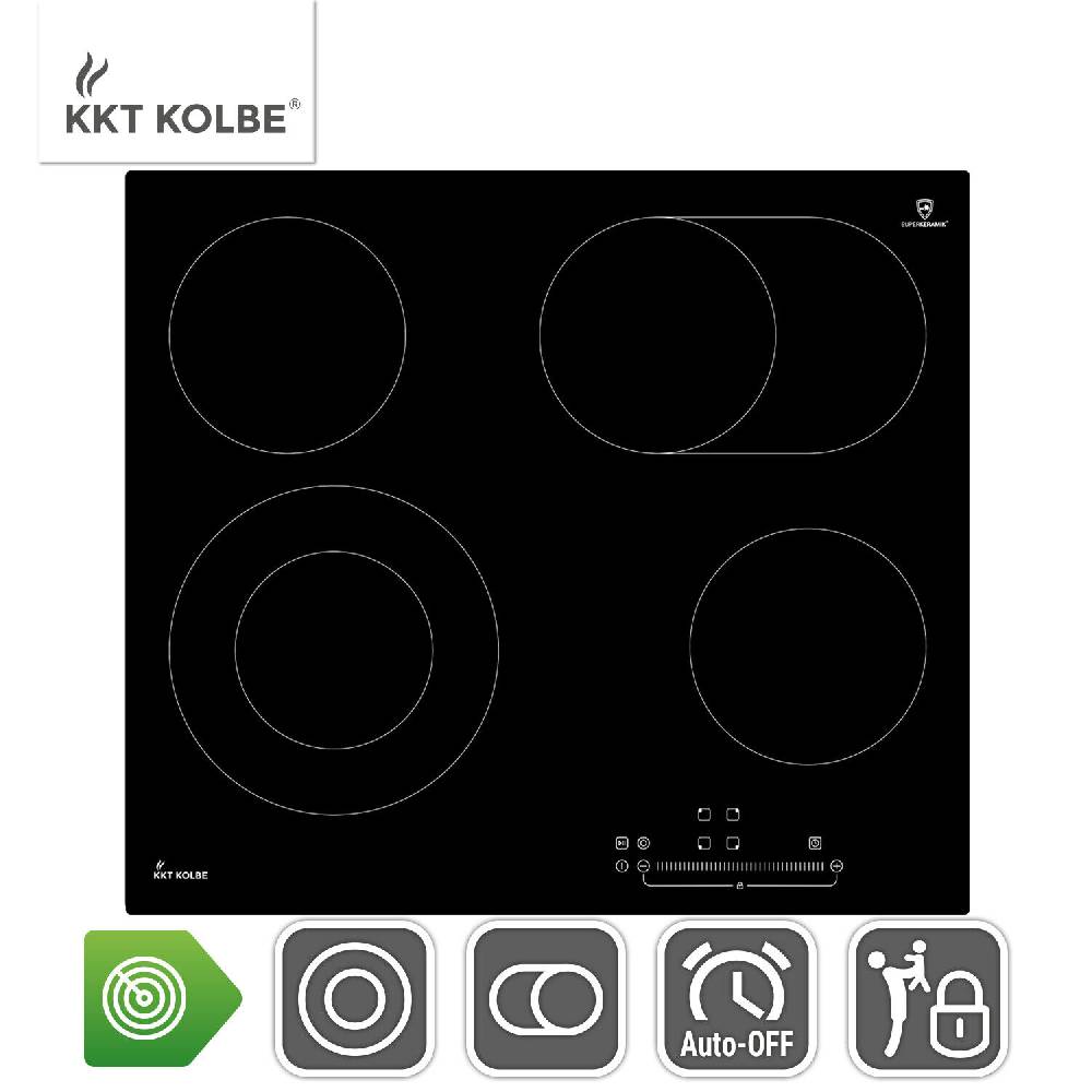 KKT-KOLBE 2. Wahl Glaskeramik Kochfeld Autark 60 cm 7,186 kW 4 Zonen 9 Stufen Bräterzone