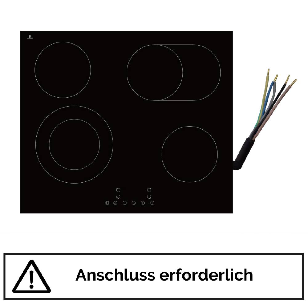 kuechexxl Kochfeld 60cm Glaskeramik Autark 4 Zonen Zweikreiszone Bräterzone Einbaukochfeld Letzte 2 Tage