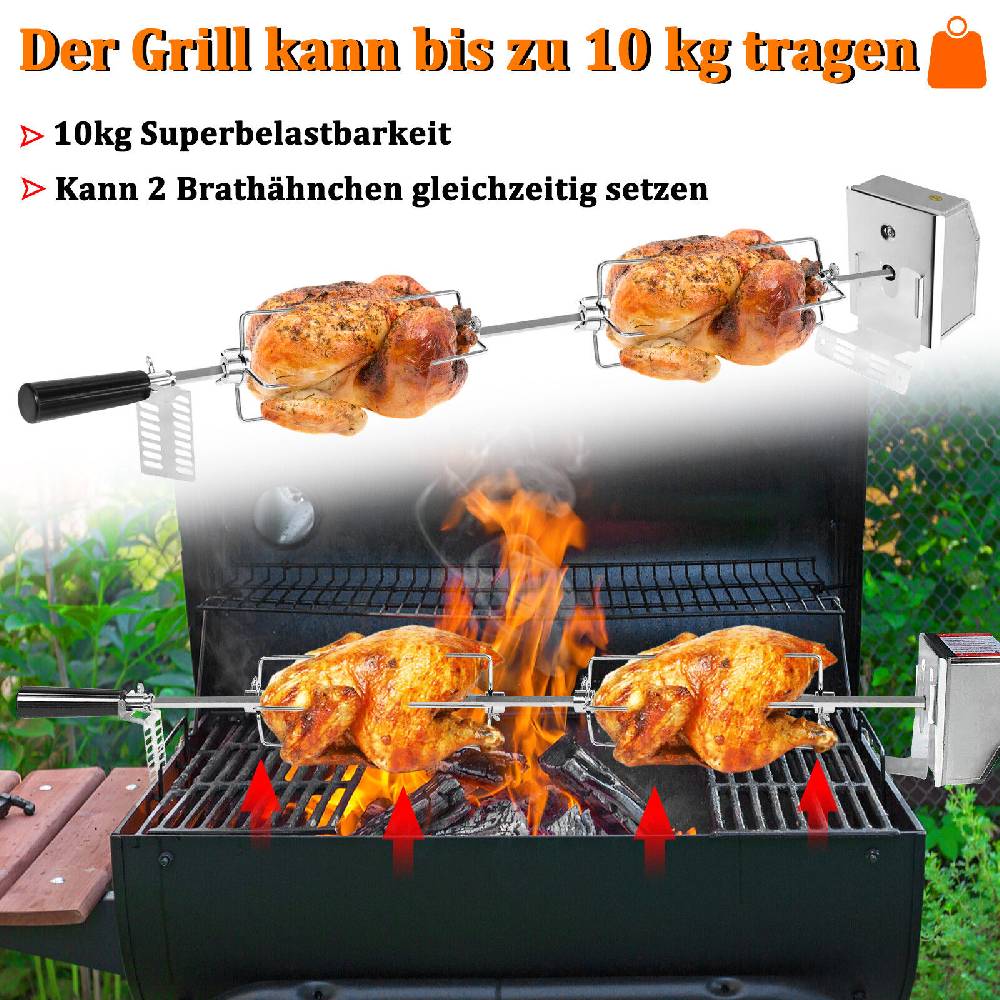 ming_may_trading 117cm BBQ Drehspieß Grillspieß mit Motor für Rotisserie Gasgrill Edelstahl Beste Riesige Rabatte