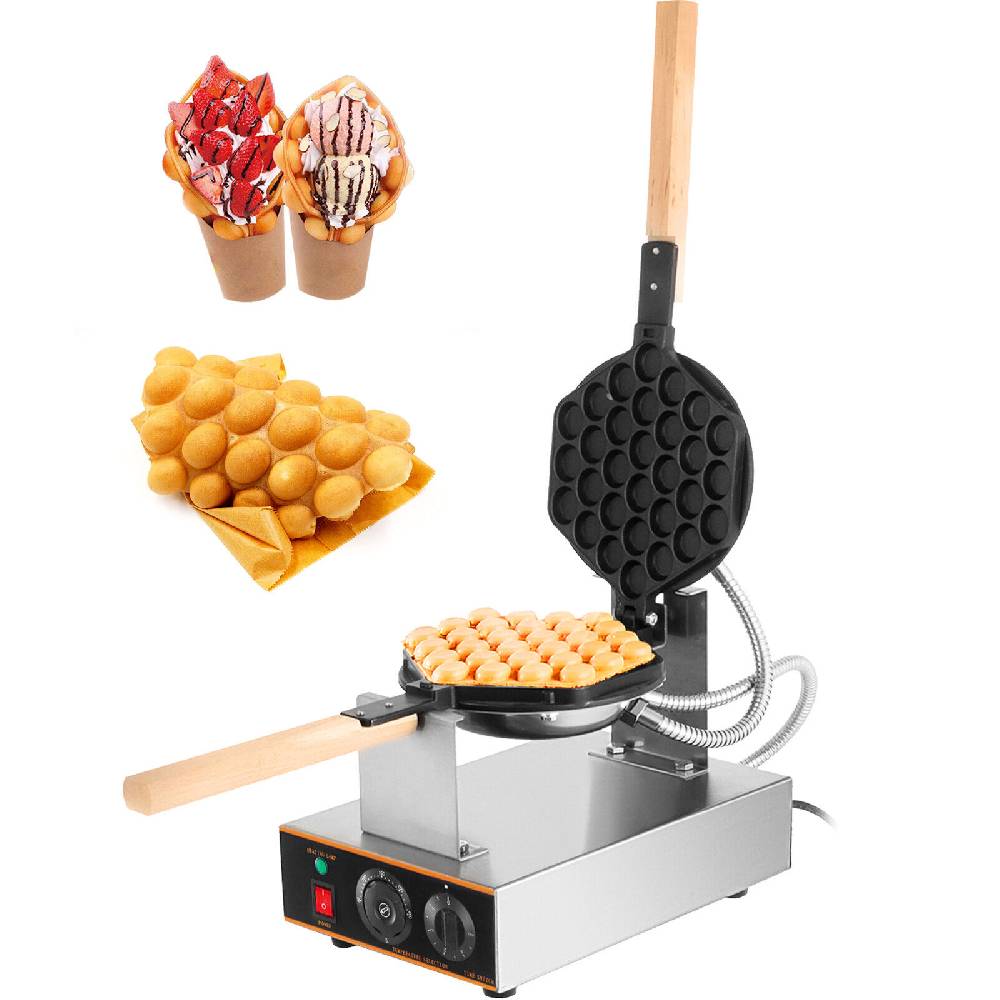 firstkidkin VEVOR Bubble Waffle Maker Eierwaffel 1400W Waffeleisen 0 - 300°C Temperatur
