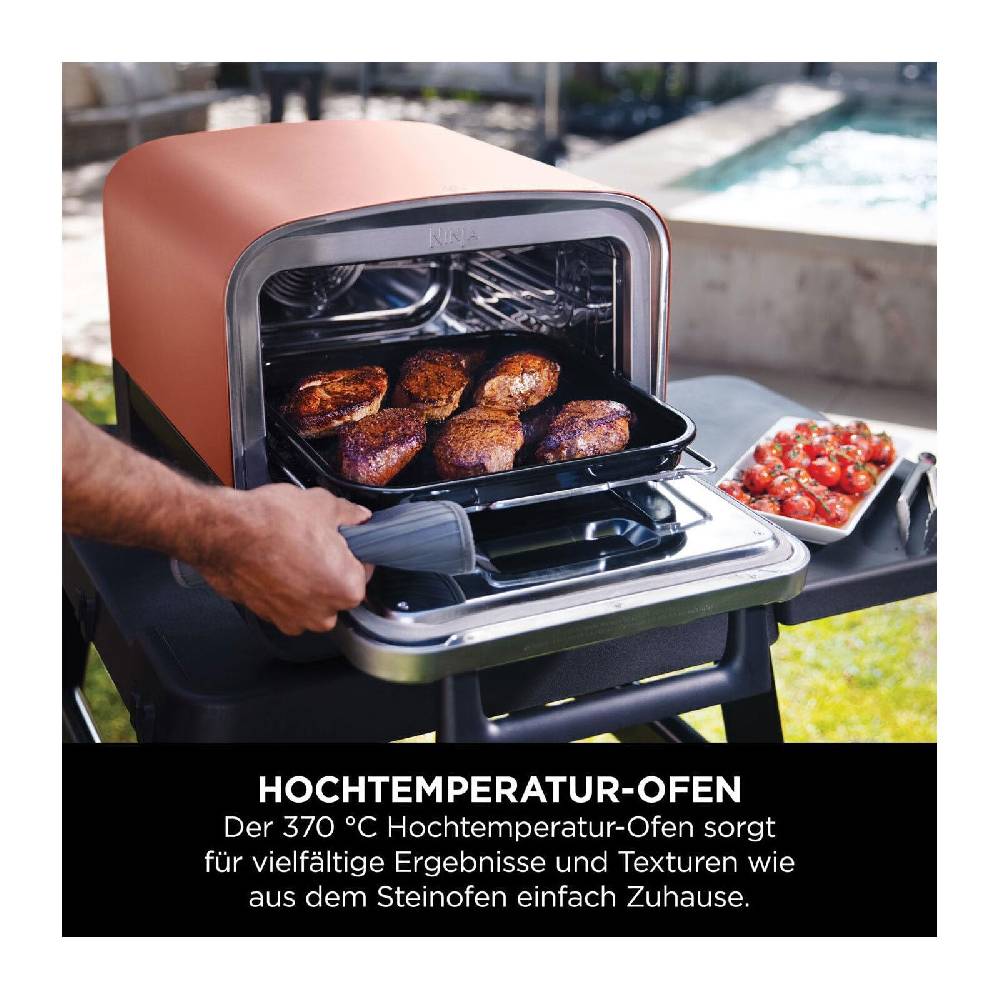 deltatecc-home Ninja Woodfire OO101EU Elektrischer Outdoor Ofen Pizzaofen Smoker 2400 Watt zollfrei