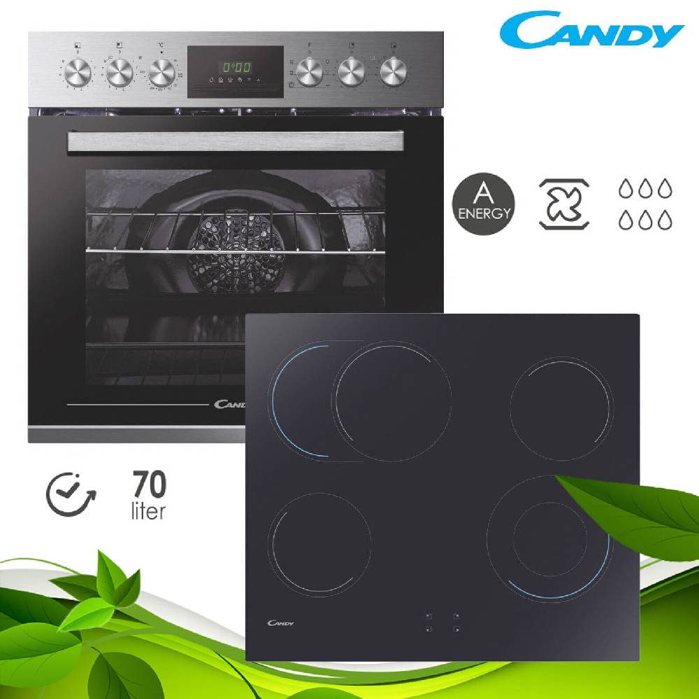 aruh_vertrieb Candy Herdset Backofen Hi-Light Kochfeld Edelstahl Display Herd Grill Pizza NEU