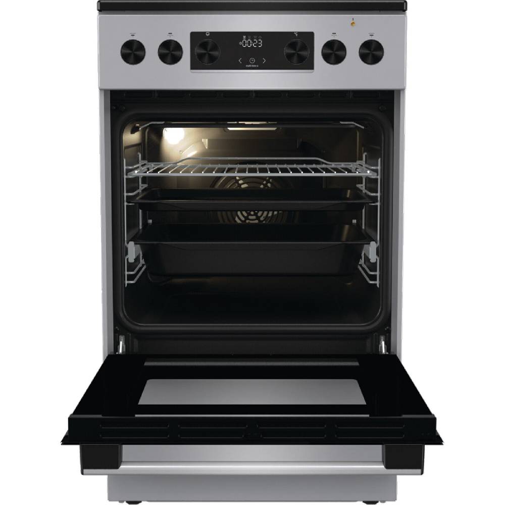 aruh_vertrieb Gorenje 50cm Standherd Elektro Backofen Kochfeld 1fach Teleskopauszug 70L Silber Verkauf