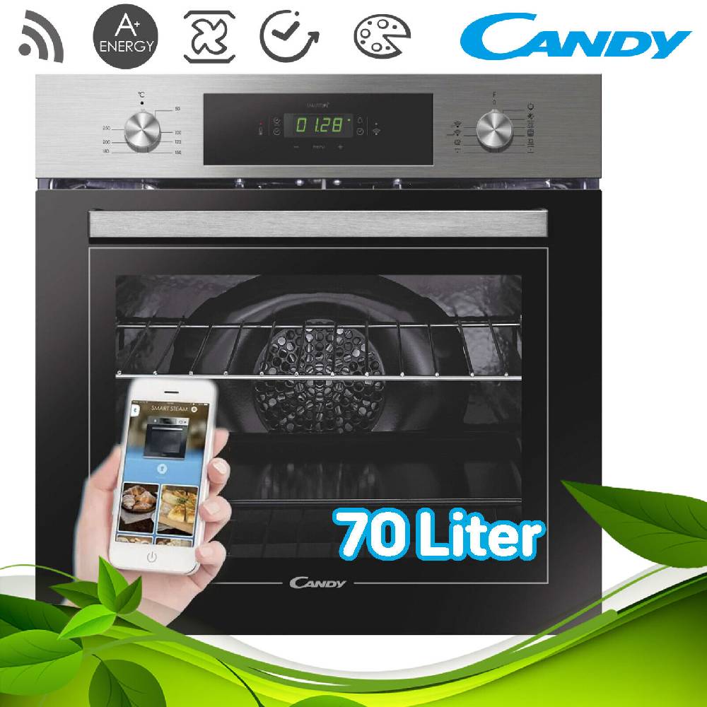 aruh_vertrieb Backofen Herd Einbau Autark Edelstahl Candy WIFI Elektro Umluft Grill Display