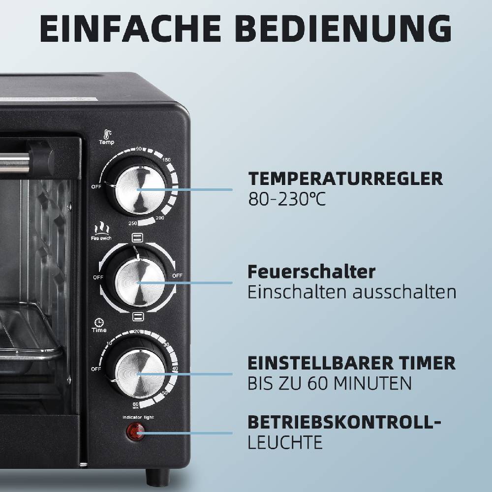 levsay 3in1 Minibackofen Kleiner Backofen 22 Liter Pizzaofen Minibackofen 1300 Watt Limitierter Zeitrabatt