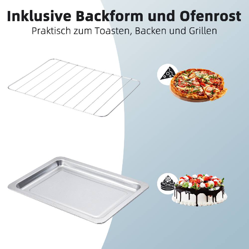 levsay 3in1 Minibackofen Kleiner Backofen 22 Liter Pizzaofen Minibackofen 1300 Watt Limitierter Zeitrabatt