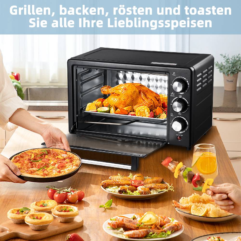 levsay 3in1 Minibackofen Kleiner Backofen 22 Liter Pizzaofen Minibackofen 1300 Watt Limitierter Zeitrabatt