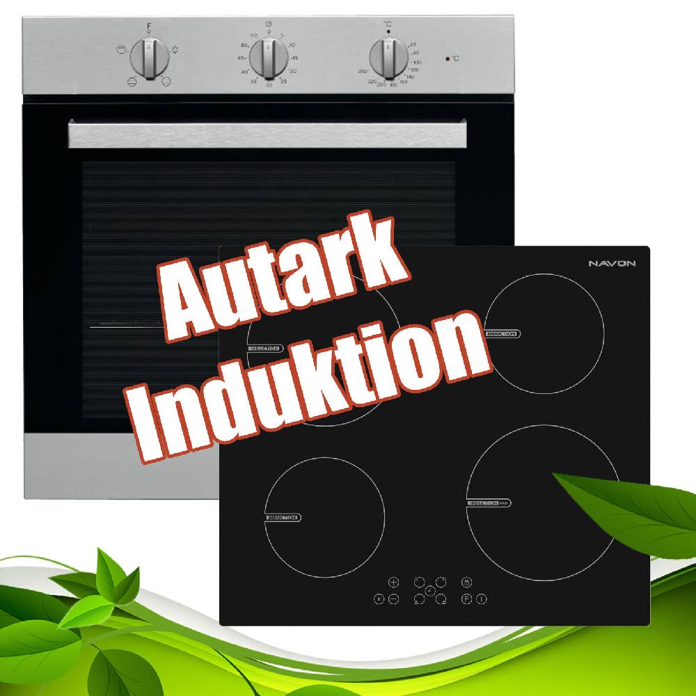 aruh_vertrieb Autarkes Herdset Backofen Induktions Kochfeld 71 Liter Timer Edelstahl