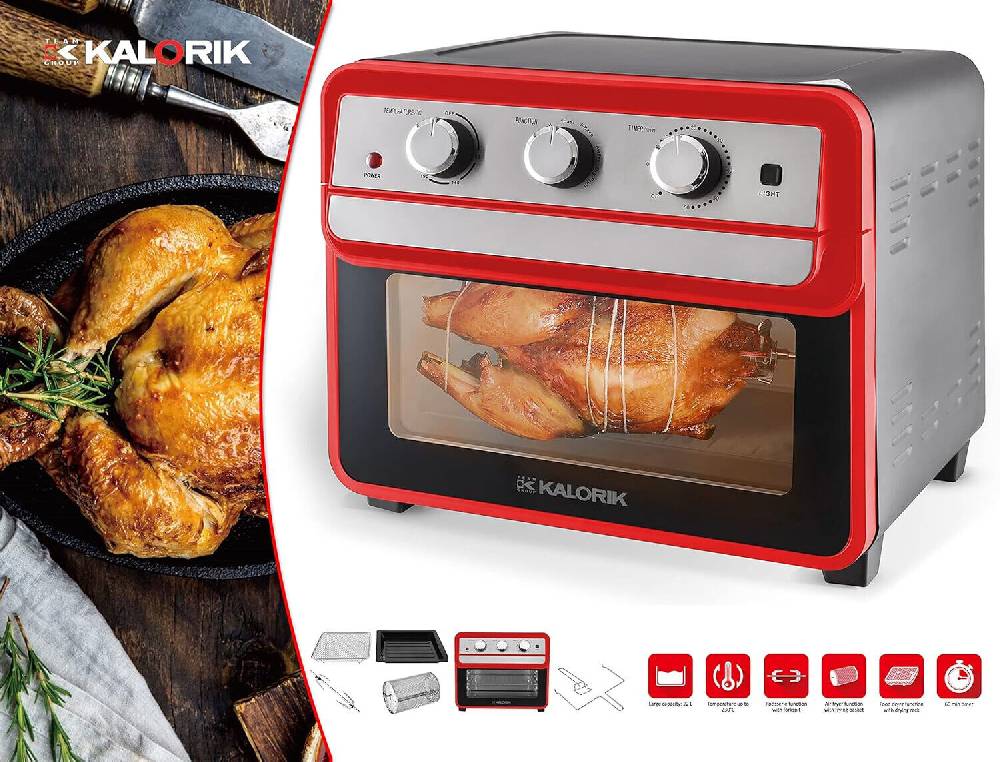 tm-stocklots Kalorik TKG AFO 2000 RD Heißluftofen XL, Fritteuse & Dörrautomat, 1700W NEU