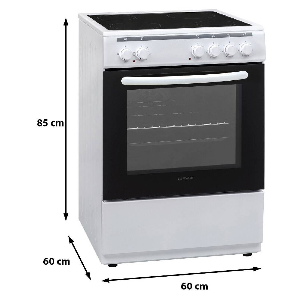 aruh_vertrieb Standherd 60cm Elektro Backofen Glaskeramik Kochfeld Umluft freistehend Weiß Lagerräumung