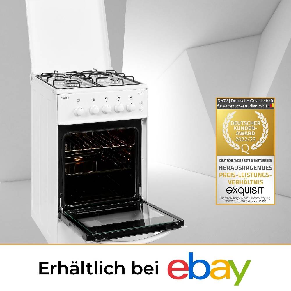 Exquisit Direkt Exquisit Gasherd TF 6 GT-4 | Gas-Standherd | Gaskochfeld | 49 l Gas-Garraum JETZT KAUFEN