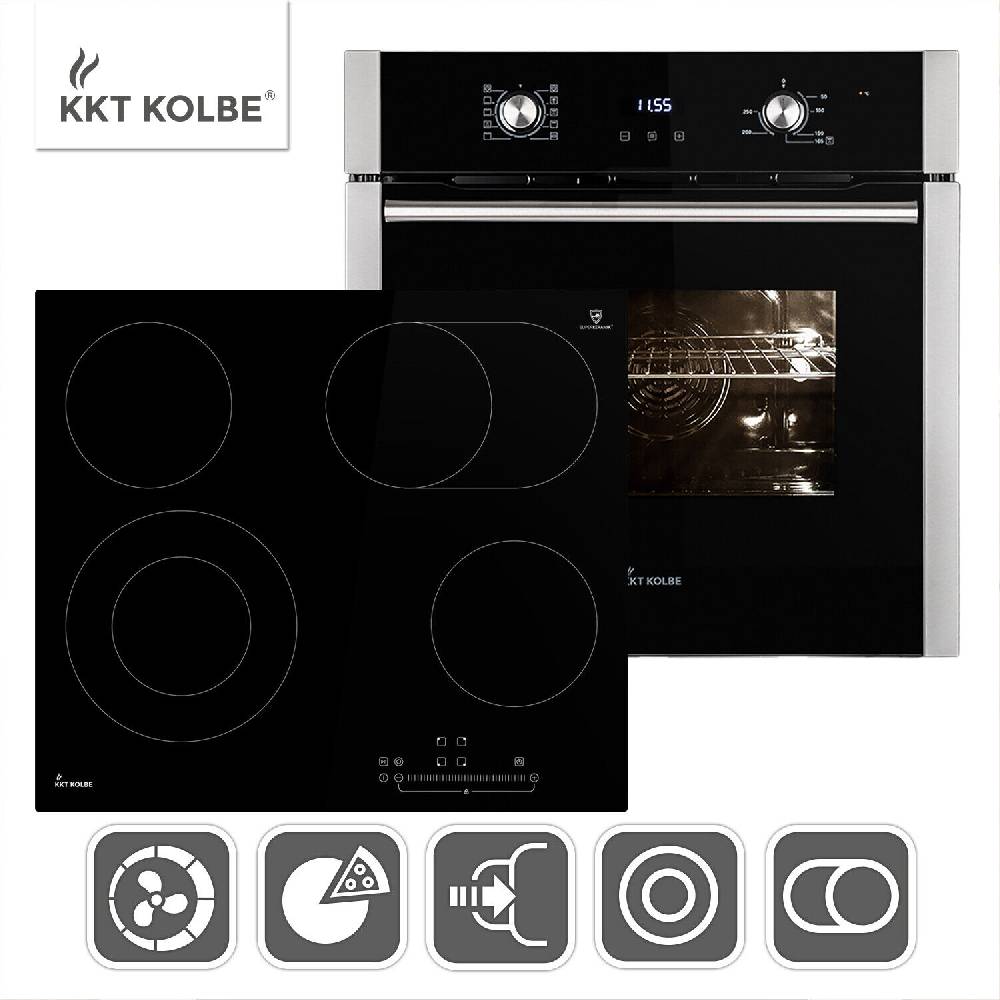 KKT-KOLBE KKT KOLBE Einbau-Herdset 60cm Einbaubackofen + 59cm Kochfeld Grill
