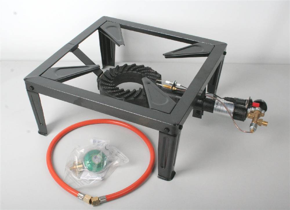 gasfritzen_de Gaskocher Hockerkocher 7,5 kW DE/AT Piezo Zünds. 80 cm Schlauch 50 mBar Regler