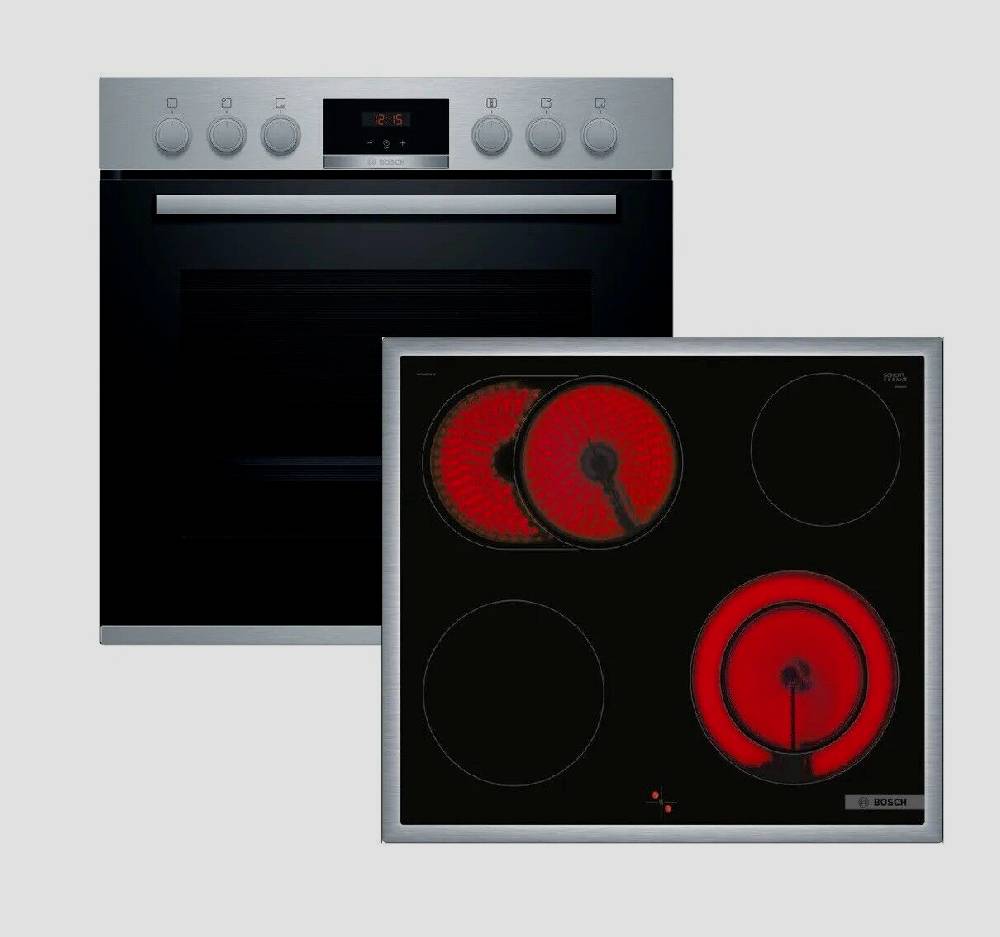 Deals-Nr.1 Bosch HND431CS62 Einbau-Herd-Set HEA533BS2 + NKN645GA2E Glaskeramikkochfeld 60cm