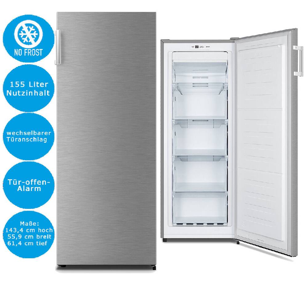 dealforless-shop NoFrost Gefrierschrank Silber 144 x 56 cm EEK E Geratek