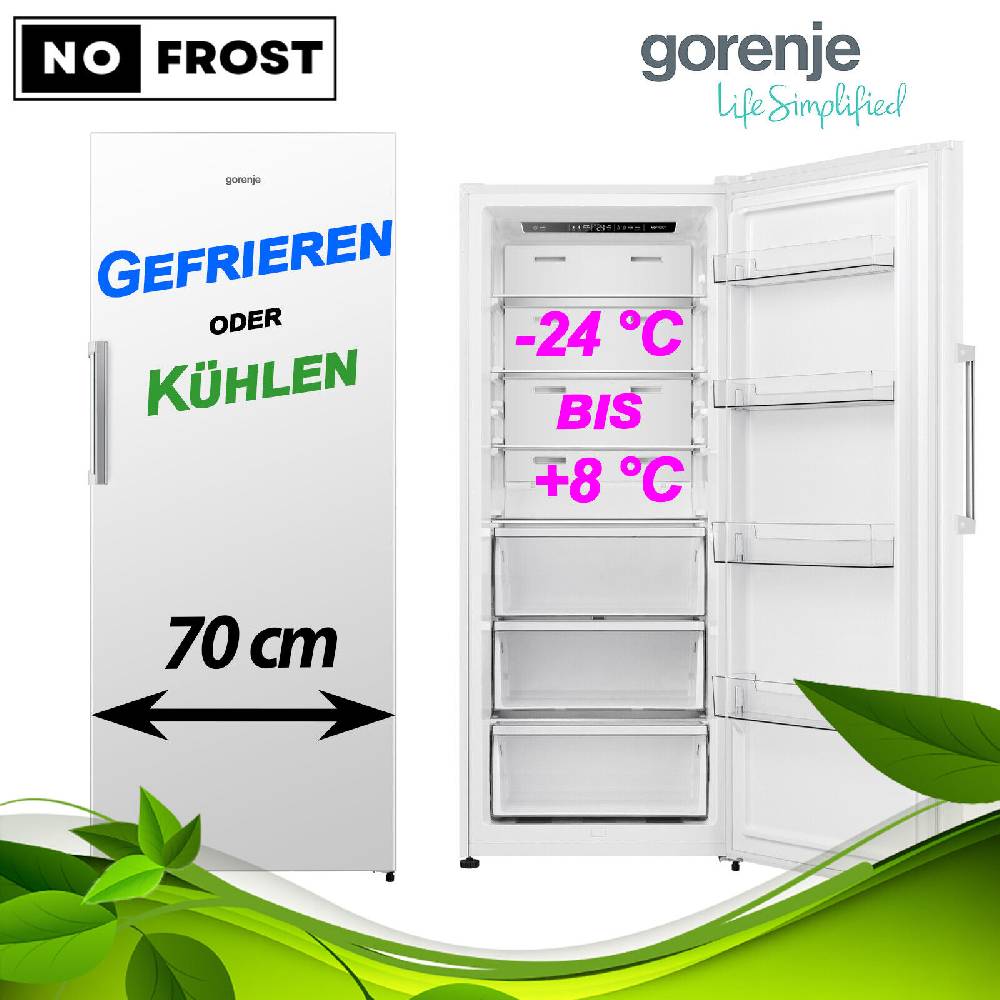 aruh_vertrieb Gorenje Gefrierschrank NoFrost Kühlschrank 384 Liter Stand weiß Breite 70 cm LED