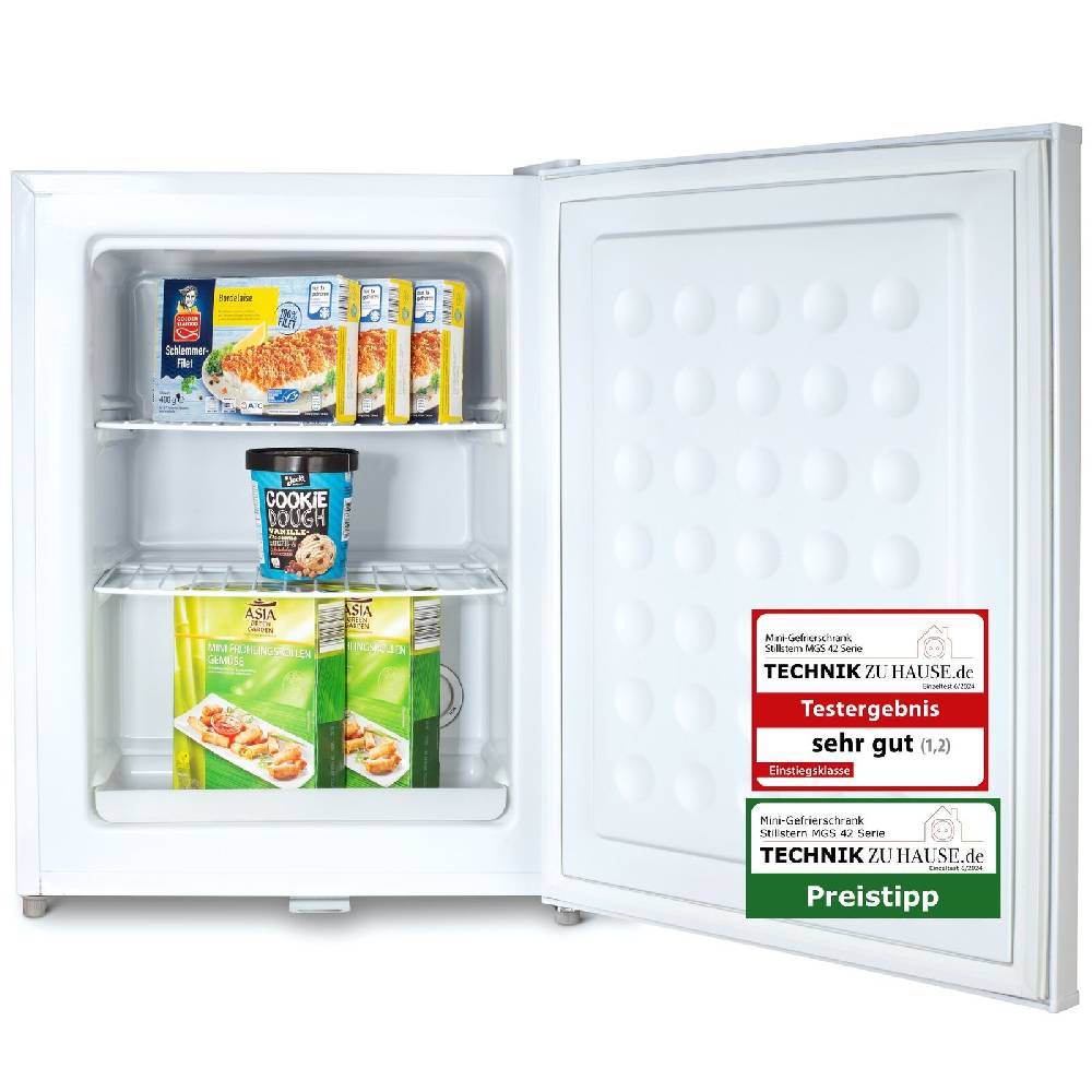 STILLSTERN Outletshop Mini-Gefrierschrank mit Schloss E 42L, 4-Sterne, Leise, Gefrierbox, Weiß