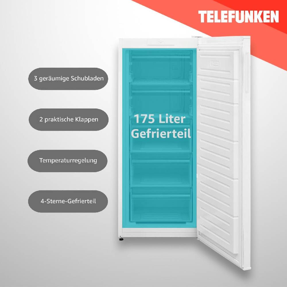 We Will Shop U Telefunken Gefrierschrank groß Tiefkühlschrank Eisschrank freistehend 175 Liter Valentinstagsangebot