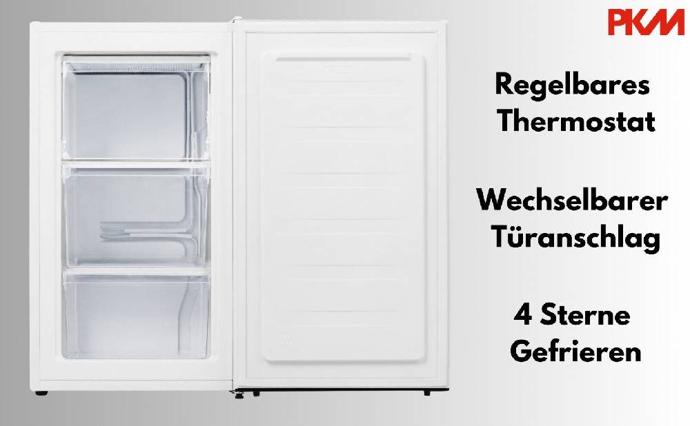 kuechexxl PKM GS61E Gefrierschrank Schwarz 61 L Leise 36 dB Wechselbarer Türanschlag Zeitlich begrenztes Angebot