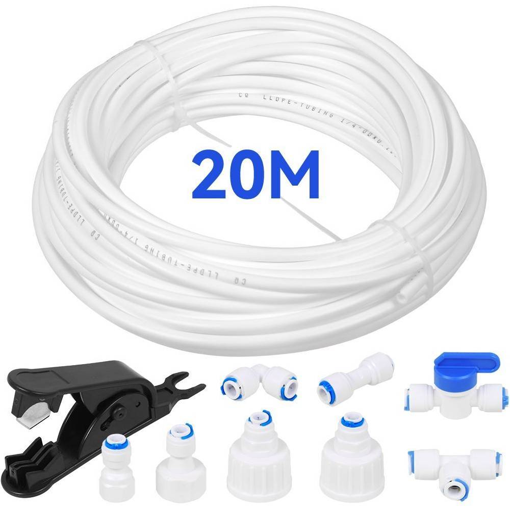 enjoygifts520 20m Wasserschlauch 1/4" Wasserzulaufleitung Set Anschluss-Set für Kühlschrank DE Outlet