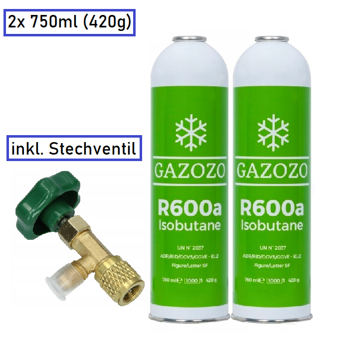 hellesonne123 Kältemittel R600a 750ml optional Entnahme Stechventil Schlussverkauf