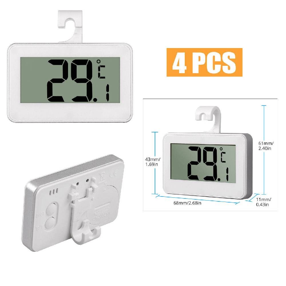 bhshop 4x Kit Digital Kühlschrank Thermometer Wasserdicht Gefrierschrank Thermometer