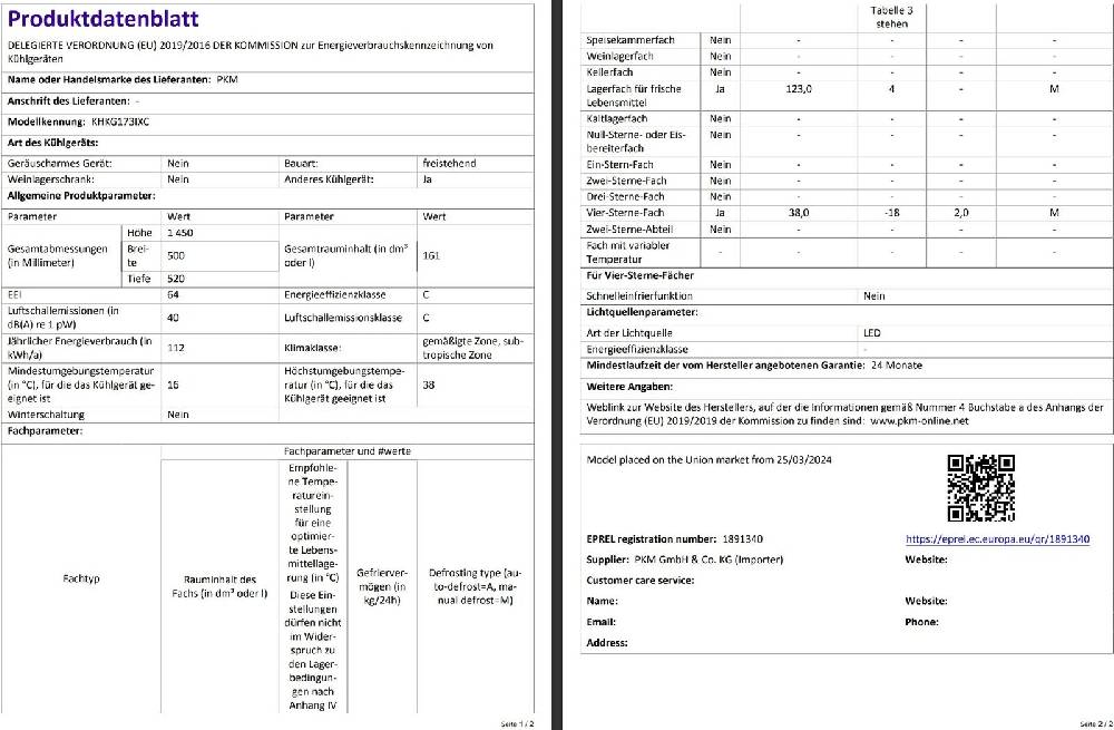 stuebinger_online B-Ware PKM KHKG173IXC Inox Kühlgefrierkombination 161L Kühlschrank LED Osterangebot