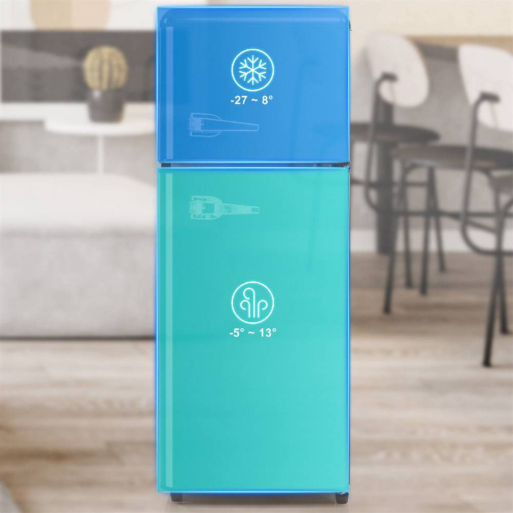 LuxeLiving_Shop Kühl Gefrierkombination LED Kühlschrank Kombi 106 cm 92 L Retro Design Schwarz Vatertagsangebot