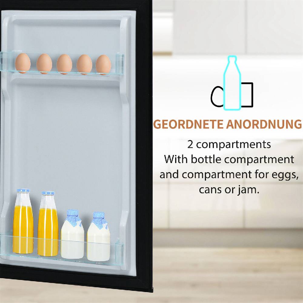 LuxeLiving_Shop Kühl Gefrierkombination LED Kühlschrank Kombi 106 cm 92 L Retro Design Schwarz Vatertagsangebot