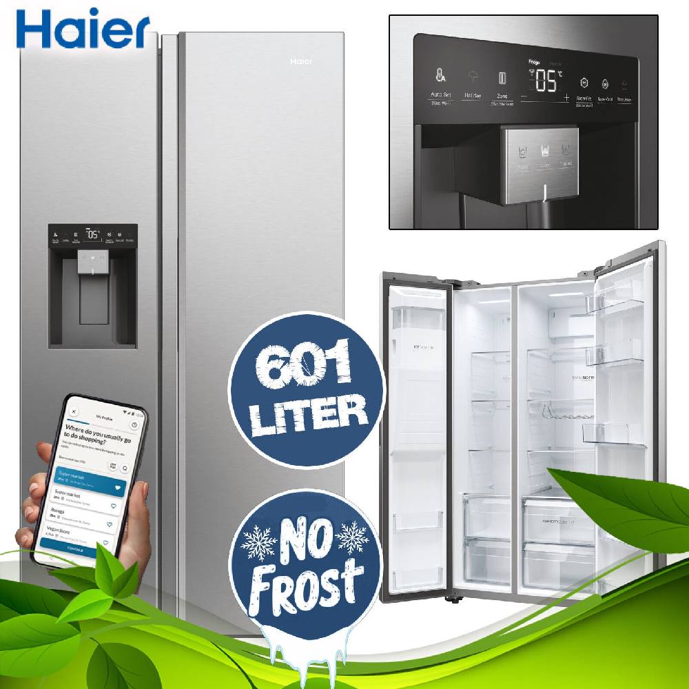 aruh_vertrieb Side by Side Kühlschrank Kühl Gefrierkombination Edelstahl NoFrost Eis Wasser