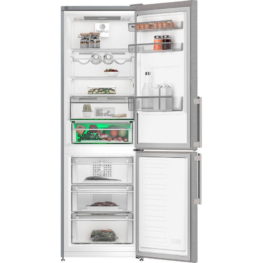 aruh_vertrieb Grundig Kühl Gefrierkombination NoFrost Edelstahl VITAMINZone Display LED 323 L Riesige Ersparnisse