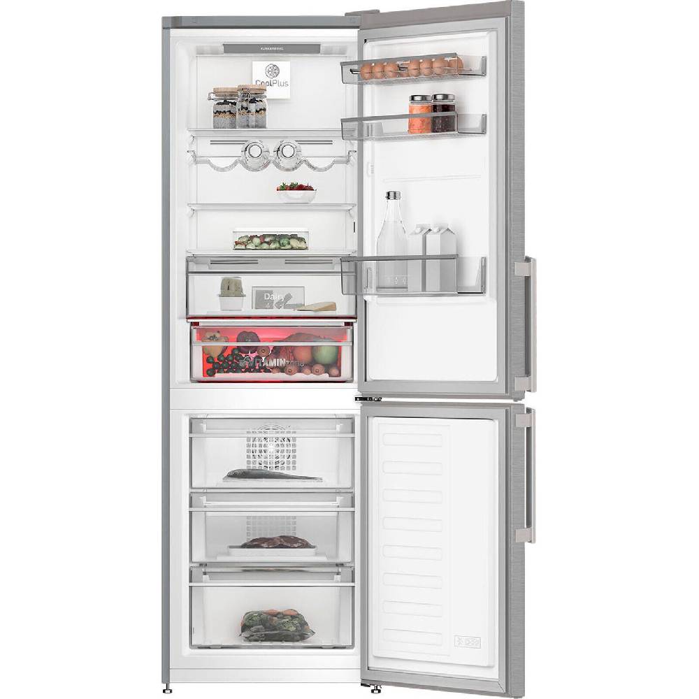 aruh_vertrieb Grundig Kühl Gefrierkombination NoFrost Edelstahl VITAMINZone Display LED 323 L Riesige Ersparnisse