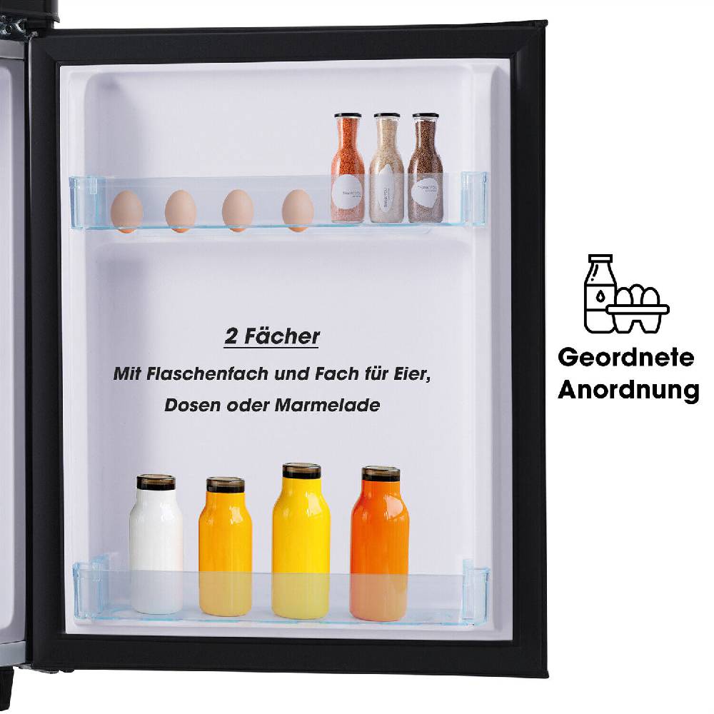 luxeliving_eu Retro Kühl Gefrierkombination freistehend LED Getränke Kühlschrank 72 L Schwarz Begrenzte Freigabe
