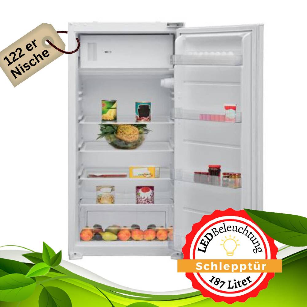 aruh_vertrieb Einbaukühlschrank 122 cm Nische Schlepptür mit 4 Sterne Gefrierfach integrierbar