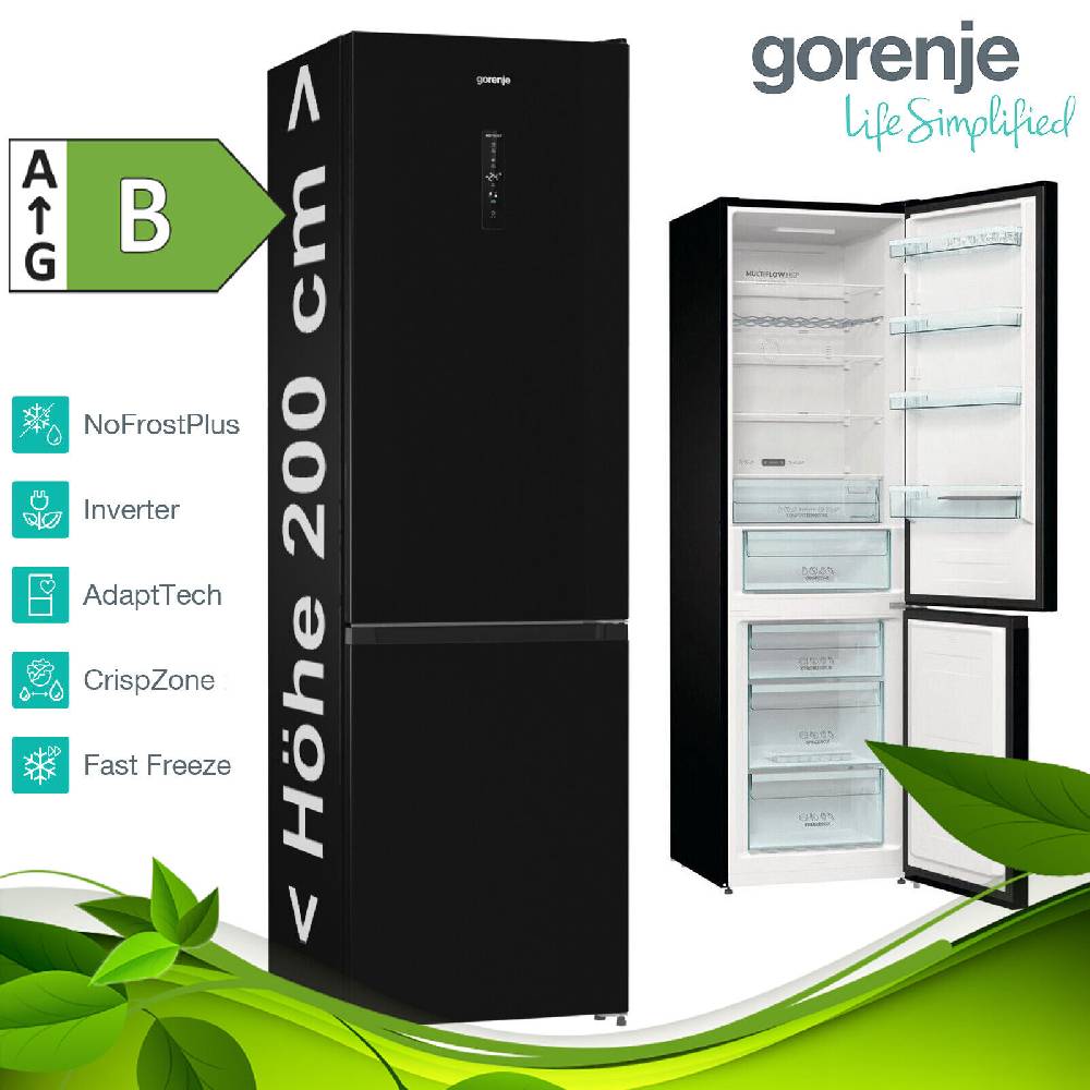 aruh_vertrieb Gorenje Kühl Gefrierkombination NoFrost freistehend Kühlschrank 361L schwarz NEU