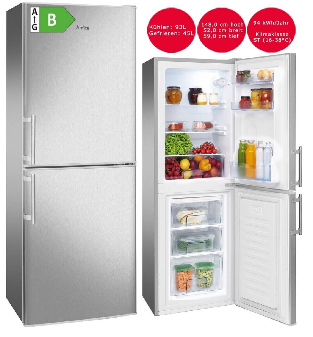 baltico-amica Amica Kühl-Gefrierkombination Silber 138L EEK: B automat. Abtauen . CV-WARE!