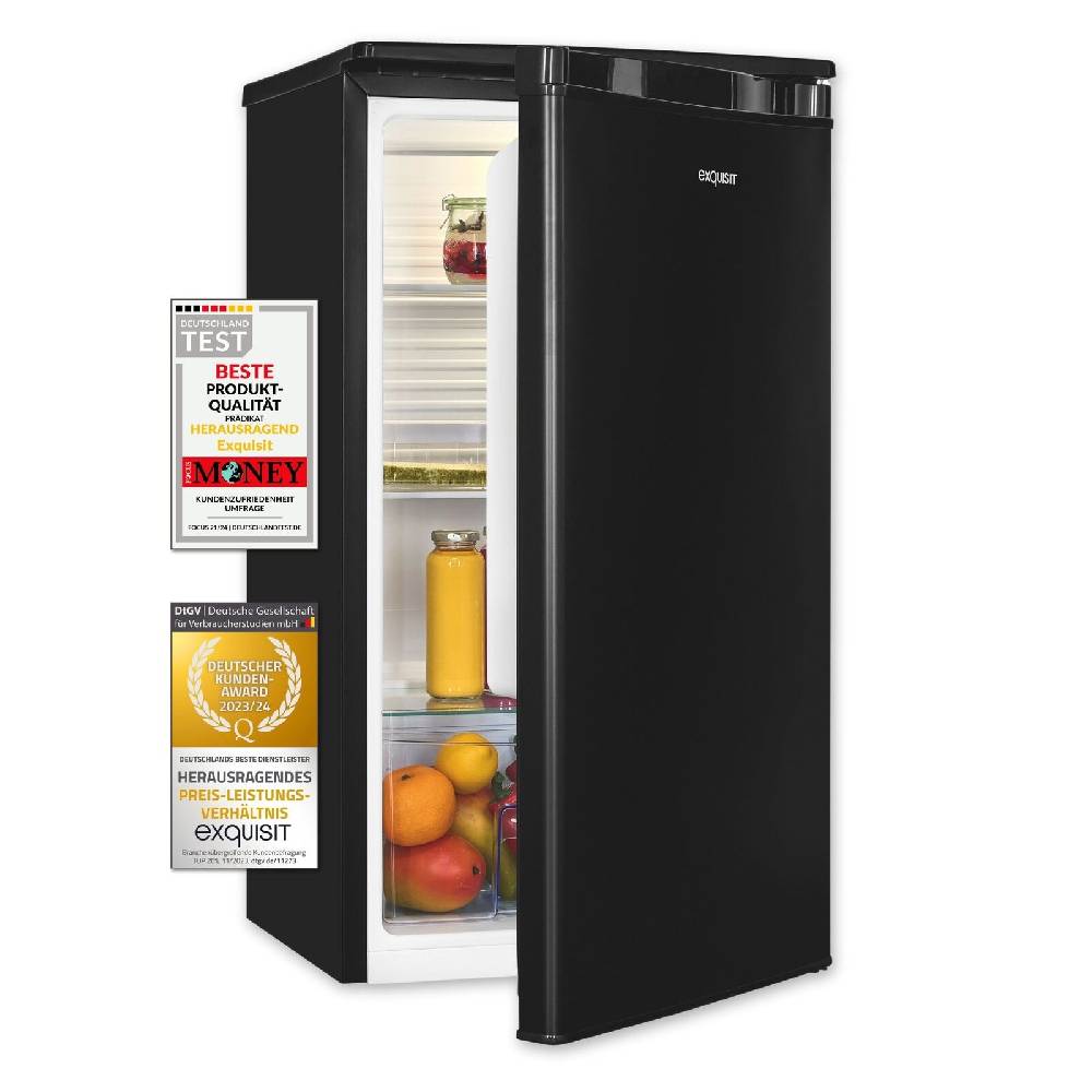 Exquisit Direkt Exquisit Kühlschrank KS585-V-091E schwarz | Nutzinhalt: 75 L | LED | Glasablagen