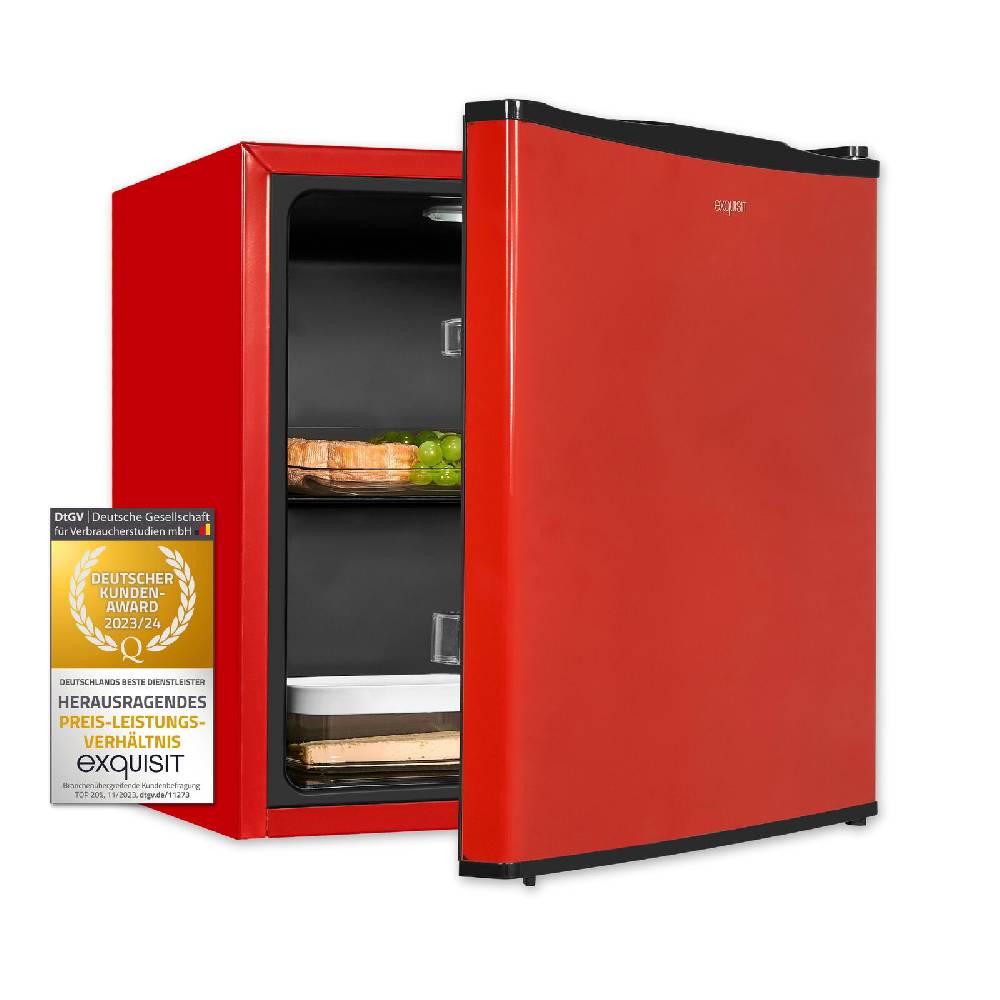 Exquisit Direkt Exquisit Mini-Kühlschrank KB05-V-151F rot | 41 l Nutzinhalt | LED-Beleuchtung