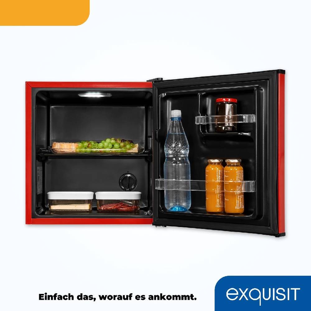 Exquisit Direkt Exquisit Mini-Kühlschrank KB05-V-151F rot | 41 l Nutzinhalt | LED-Beleuchtung Fabrikpreis