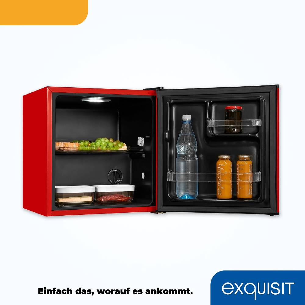 Exquisit Direkt Exquisit Mini-Kühlschrank KB05-V-151F rot | 41 l Nutzinhalt | LED-Beleuchtung Fabrikpreis