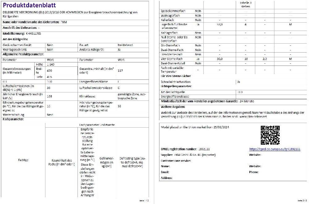 stuebinger_online PKM Kühlgefrierkombination KHKG117ES 117 Liter Nutzinhalt, Silber, Nur 39 dB Exklusivangebot