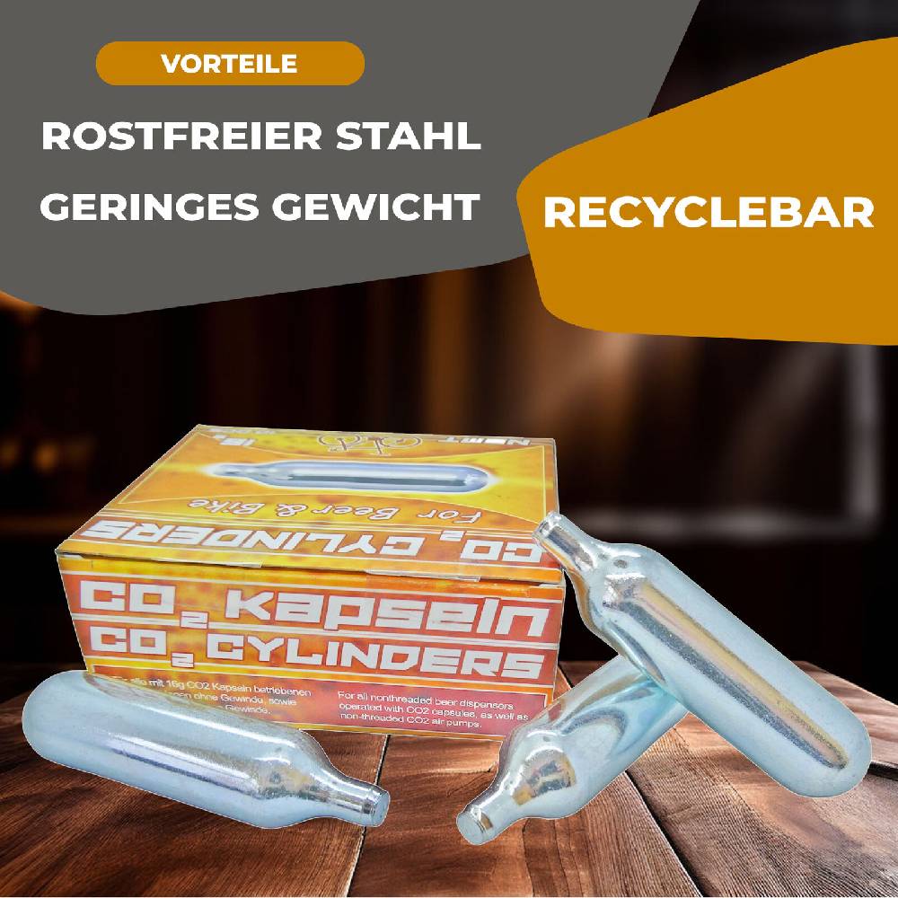 ginas-energy-store 20 x Nemt Bierkapseln Co2 16g Patronen für Biermaxx, Bierzapfanlage NEU Lagerräumung