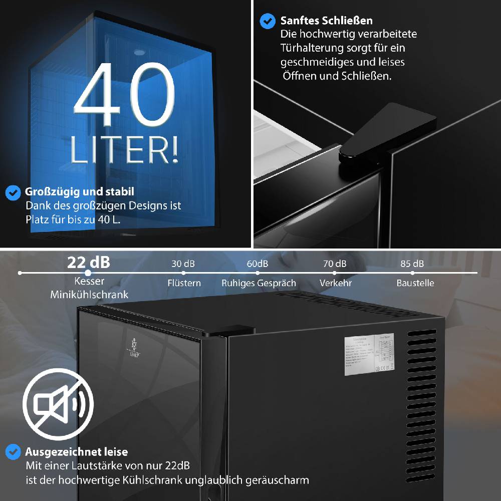 Retourwaren-Shop RETOURE Mini Kühlschrank mit Schloss Minikühlschrank 40L Minibar Hotel Leise Kostenlose Rückgabe