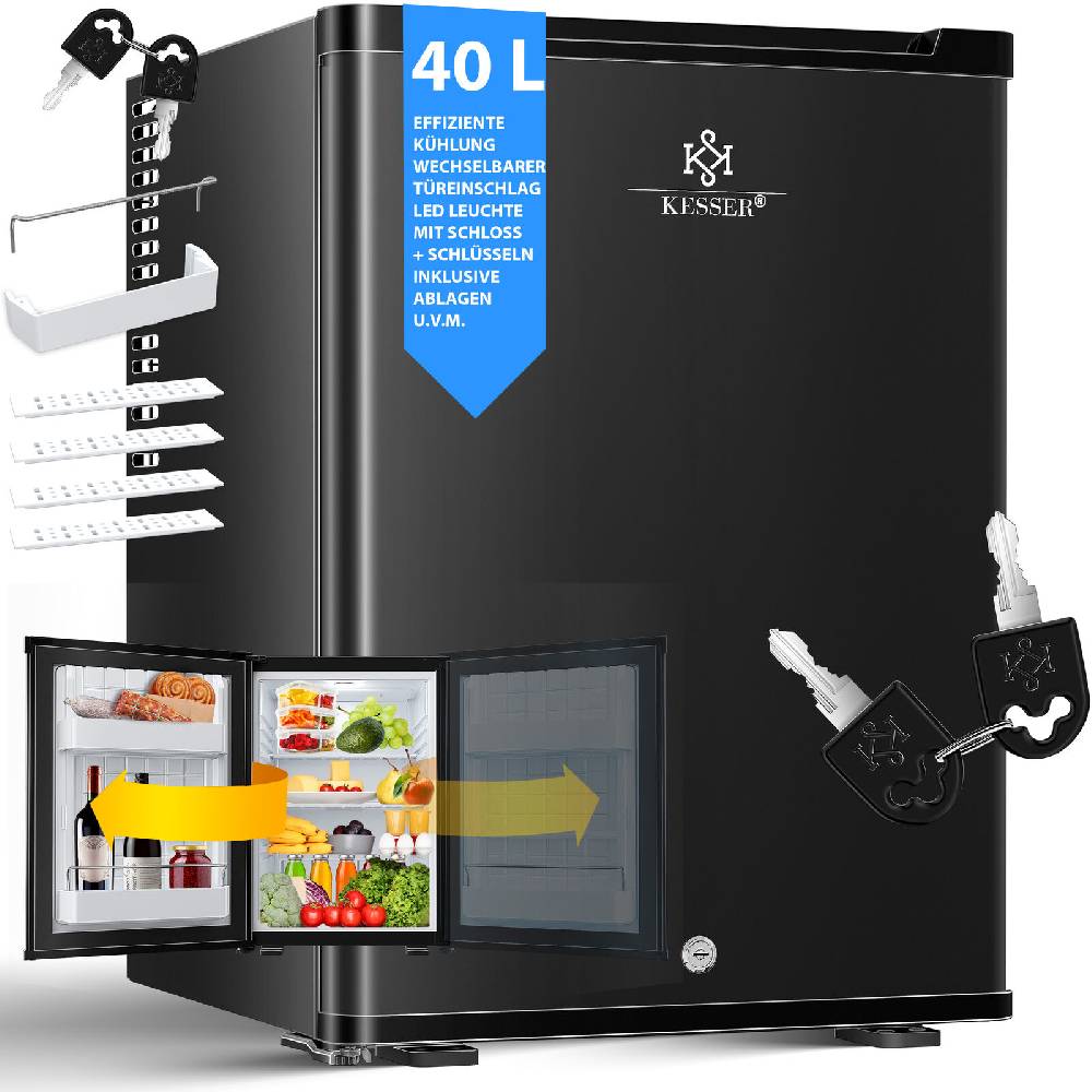 Retourwaren-Shop RETOURE Mini Kühlschrank mit Schloss Minikühlschrank 40L Minibar Hotel Leise
