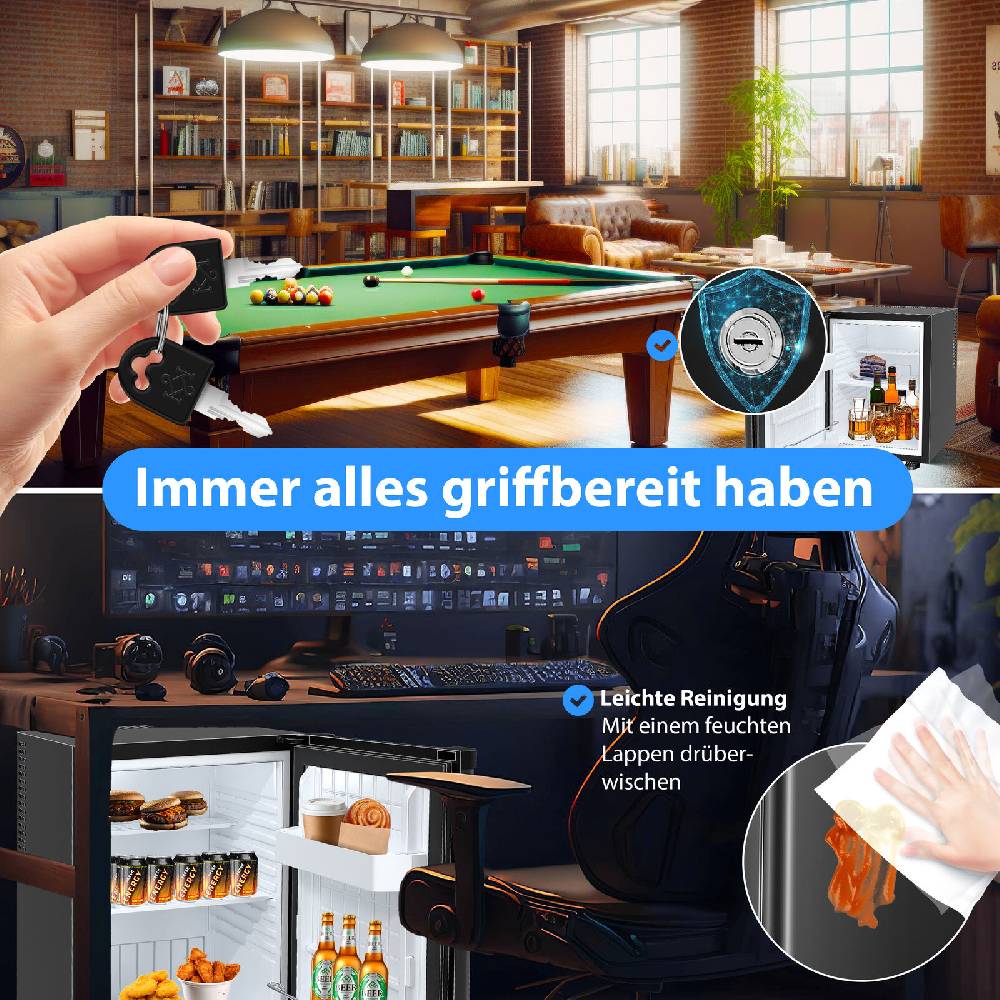 Retourwaren-Shop RETOURE Mini Kühlschrank mit Schloss Minikühlschrank 40L Minibar Hotel Leise JETZT KAUFEN